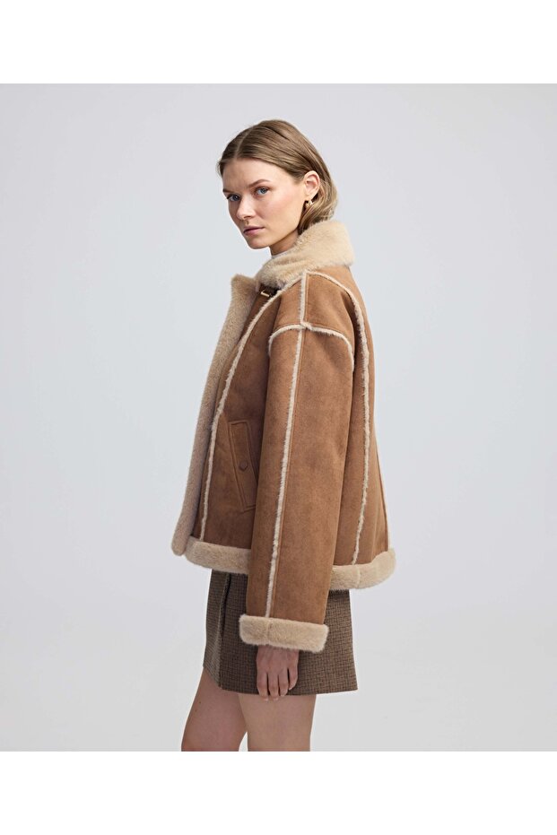 Süet dokulu mont - 5