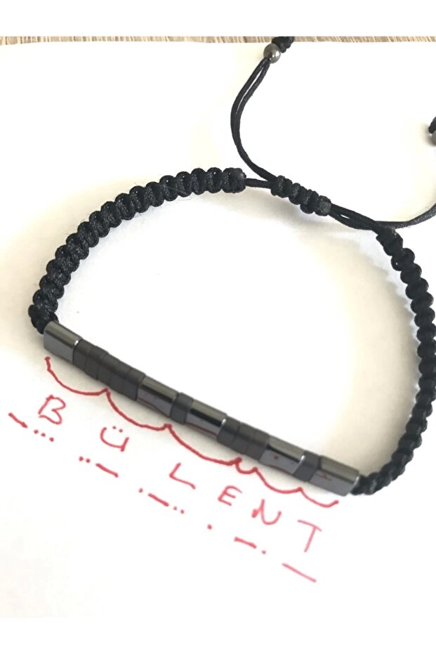 Doğaştaşlı Mors Alfabeli Çift Bilekliği Ve Red String Çift Bilekliği Set - 4