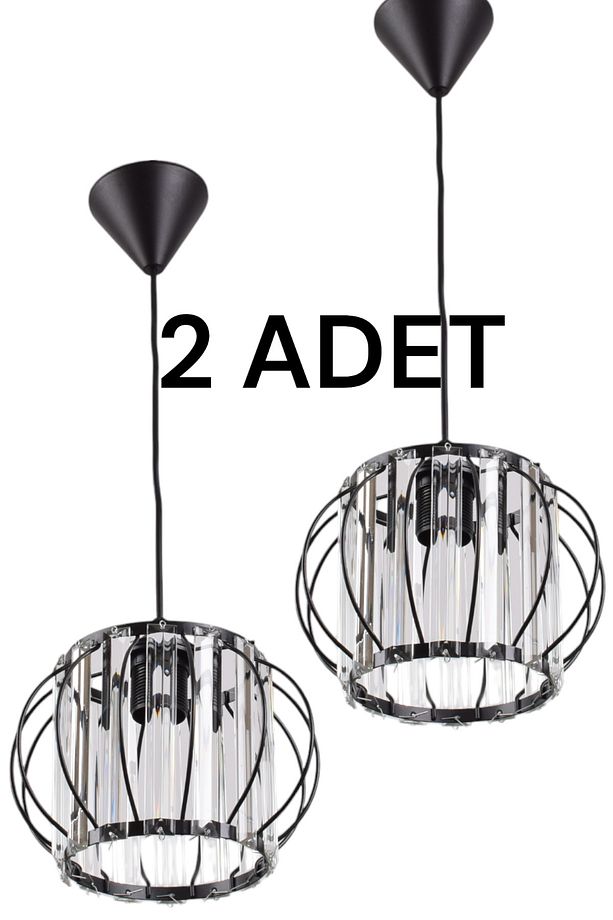 2 ADET CEMRE TEKLİ PROMOSYON MODERN TAŞLI AVİZE - 1