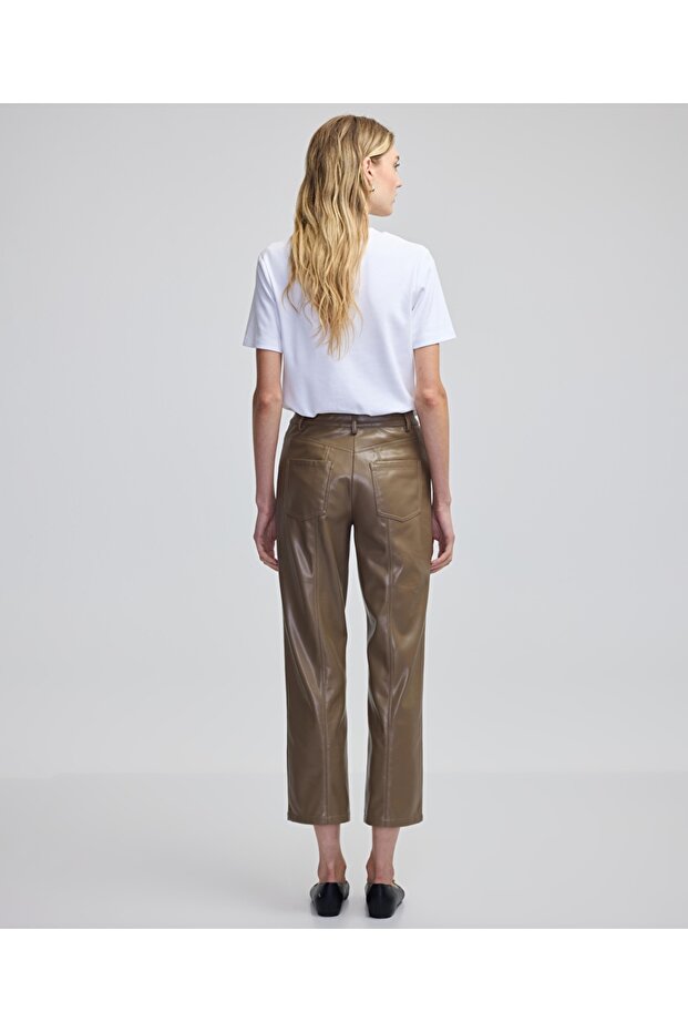 Deri görünümlü pantolon - 5