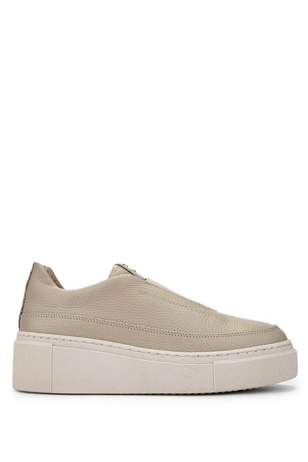 Women's Genuine Leather Beige Sneakers & Sports Shoes