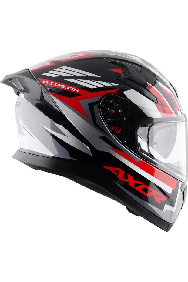 APEX/STREAK E FULL FACE PARLAK SİYAH GRİ KIRMIZI (M/C)- - 3