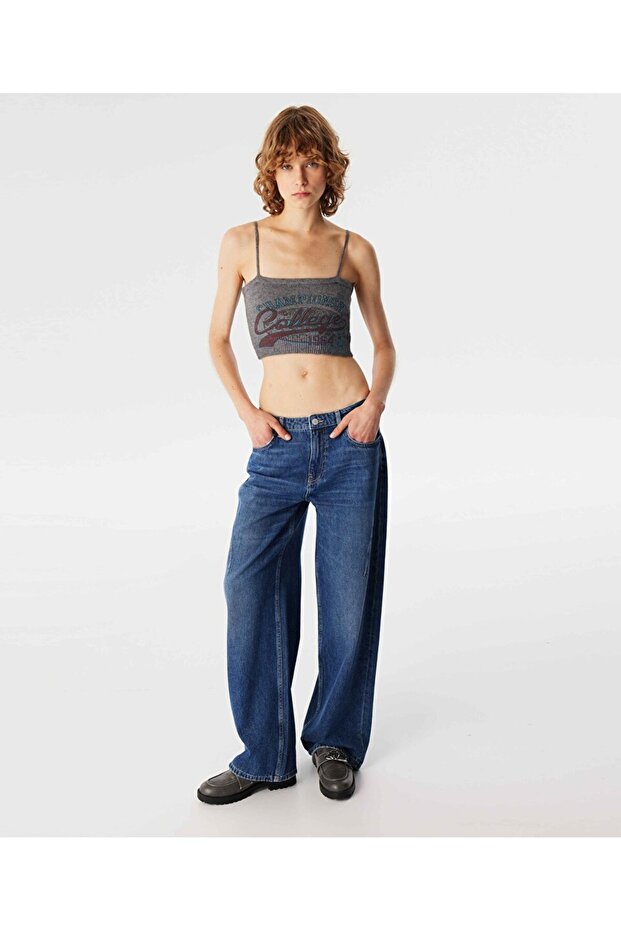 Slogan jakarlı büstiyer - 2