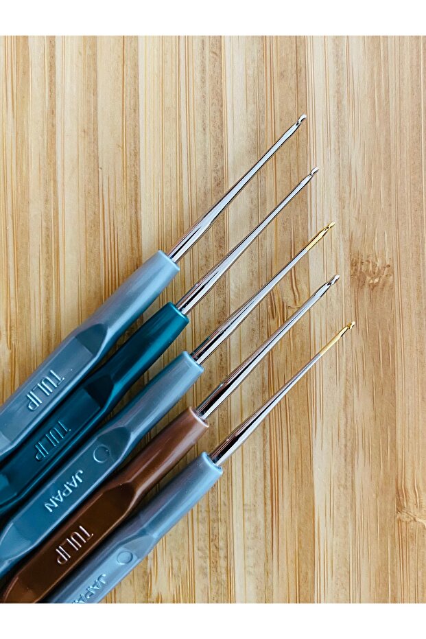 Plastik Saplı Oya Ve Dantel El Işi Sarı Uç Tığ Seti. No: 6, 7, 9, 11, 15.  5'li Set. - 2