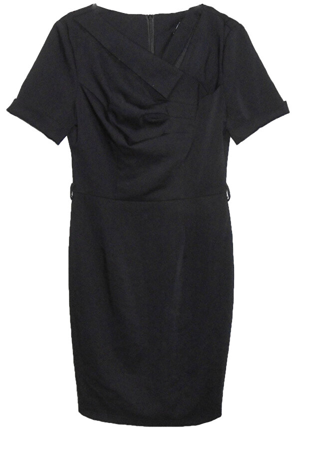 Siyah Degaje Model Piliseli Elbise - 1