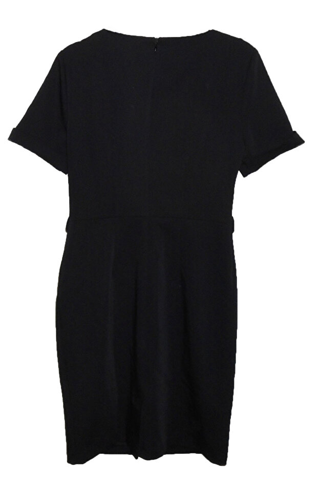 Siyah Degaje Model Piliseli Elbise - 2