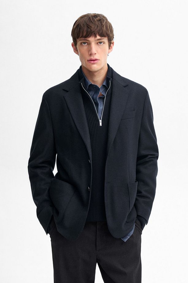 %100 yün dökümlü blazer - 3