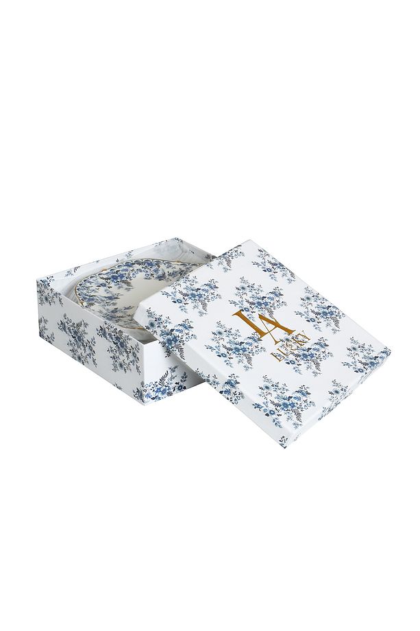 Clarice New Bone China Porselen Mavi Küçük Çiçek Desenli   6 lı Tabak Seti 19 cm - 3
