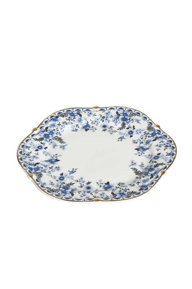 Clarice New Bone China Porselen Mavi Küçük Çiçek Desenli   6 lı Tabak Seti 19 cm - 2