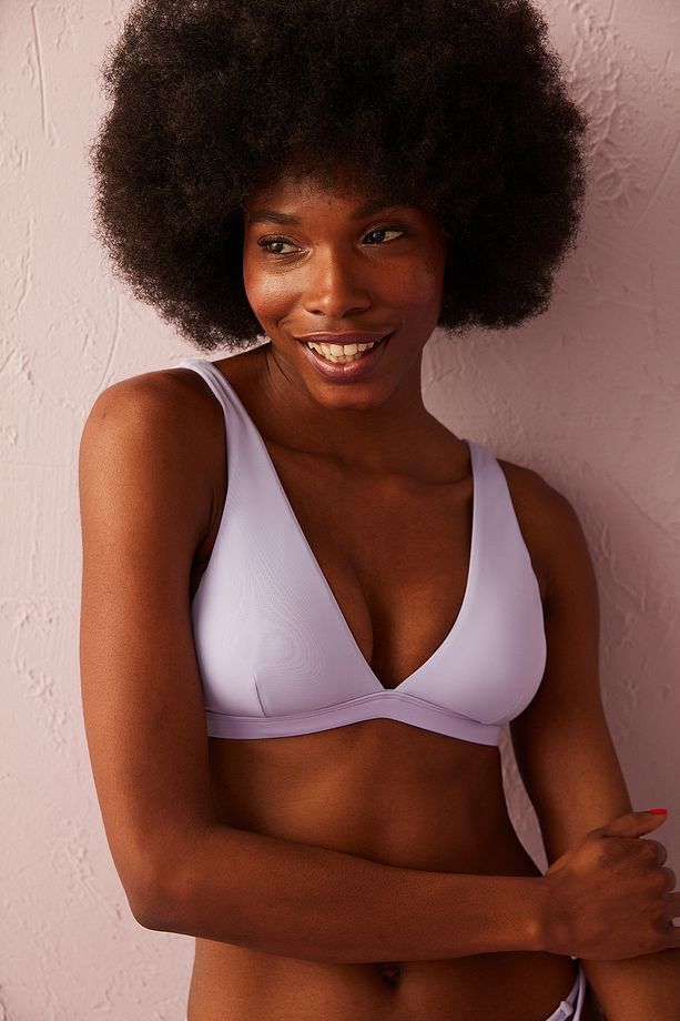 Eflatun Basic Derin V Yaka Üçgen Bikini Üstü - 3