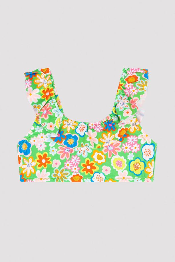Kız Çocuk Çiçek Desenli Halter Bikini Takımı - 3