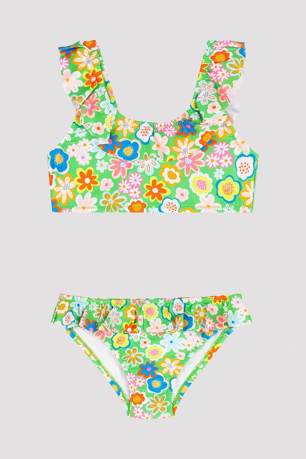 Kız Çocuk Çiçek Desenli Halter Bikini Takımı - 1