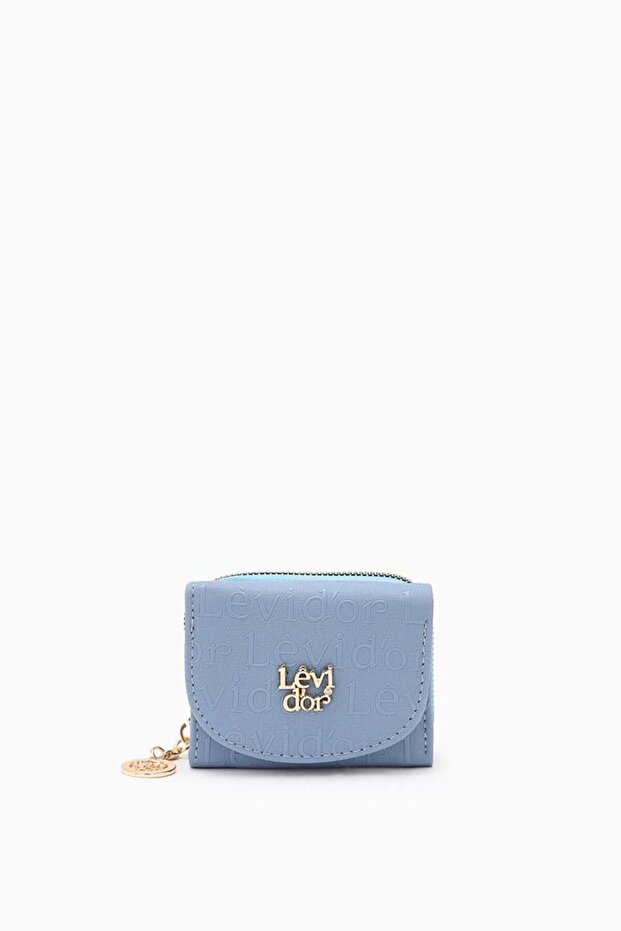 Blue Embossed Pattern Wallet - 1