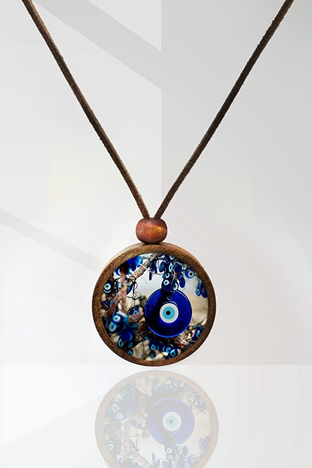 Evil Eye Bead Wooden Necklace