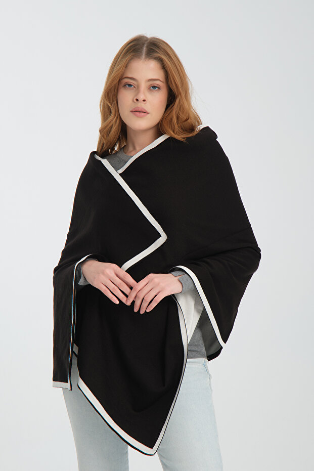 Piping Shoulder Shawl, Stylish and Comfortable Shoulder Shawl Suitable for Reversible Use, Knitwear Shoulder Shawl, Women's Shoulder Shawl.