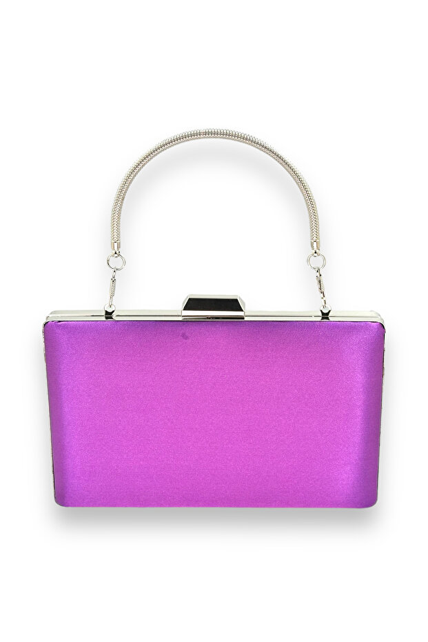 Purple Satin Silver Case Stone Evening Dress and Evening Bag - Portfolio