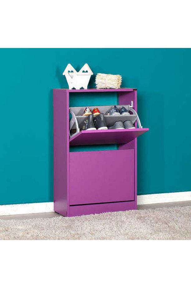 Flat Duo 2 Katlı Ayakkabılık Dolabı - Mor - 2