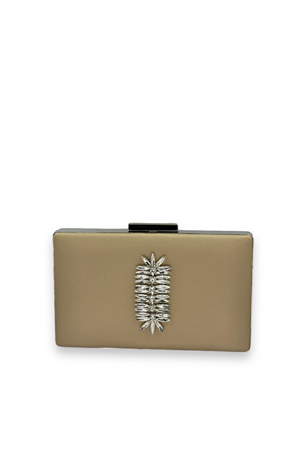 Wedding/Engagement Evening Dress Bag – Silver Rhinestone, Non-Scratch Glossy Satin | Gold Dore