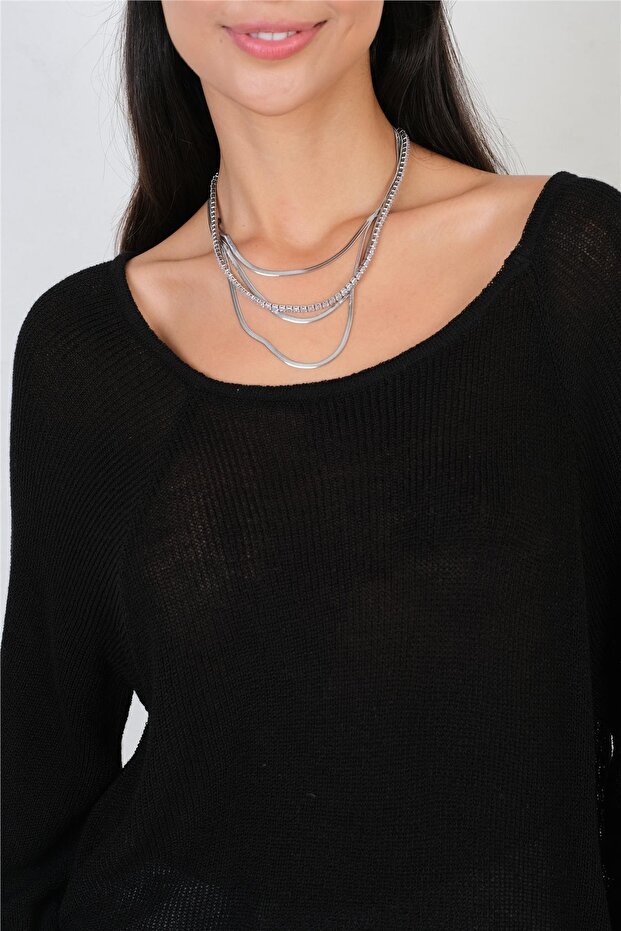 Duquenne U Yaka Triko SİYAH - 4