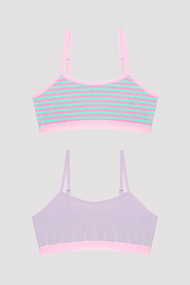 Girl's Pink Striped 2-Piece Bustier