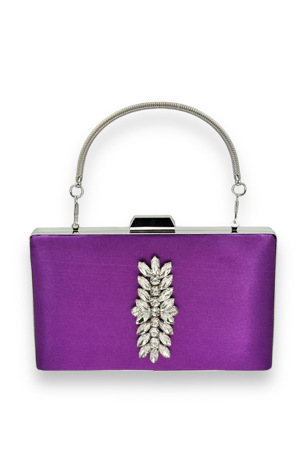 Purple Color Satin Crystal Jewelled Evening Dress Bag Evening Bag Henna Bridal Graduation Bag Clutch