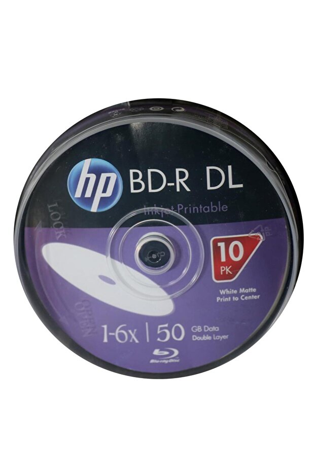 HP Blu-Ray Bd-R 6X 50Gb 10 قطعة من صندوق الكيك القابل للطباعة Blu-Ray DVD