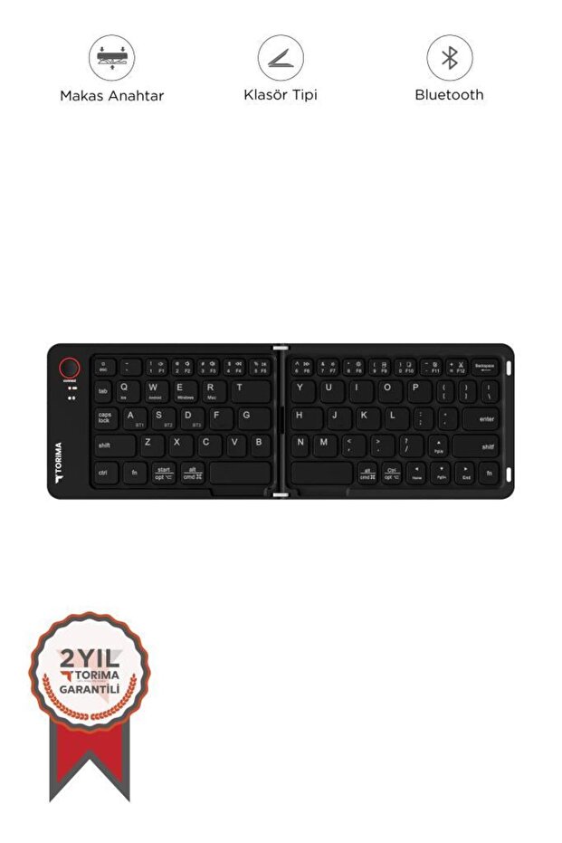 Kablosuz Klavye Bluetooth Katlanabilir Şarjlı Mini Klavye TK08 Siyah - 1