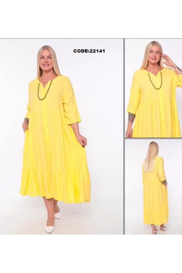 ZDPLUS 2214  ONDEN TAM DUGMELI CHOLI  ELSBISE 24YAZ-Sarı - 48 - 3