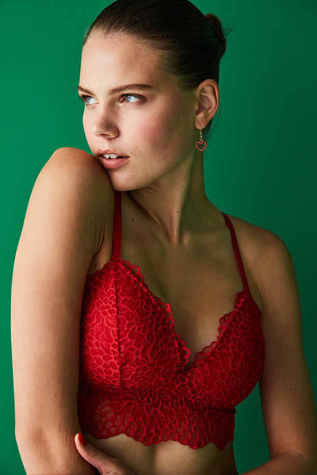 Kırmızı Dantelli Bralet - 1