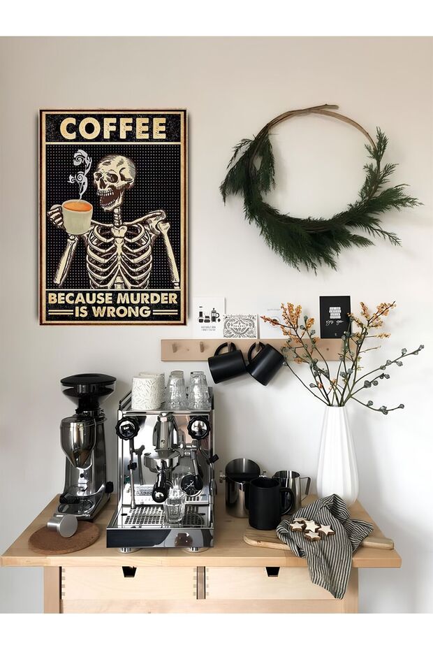 Mutfak Kahve Köşesi coffee menü Yazılı fincan kupa Dekor Konsept Tablo MDF Baskı - 1