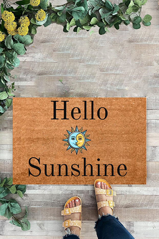 سجادة الباب الأمامية المزخرفة Hello Sunshine Sun and Moon