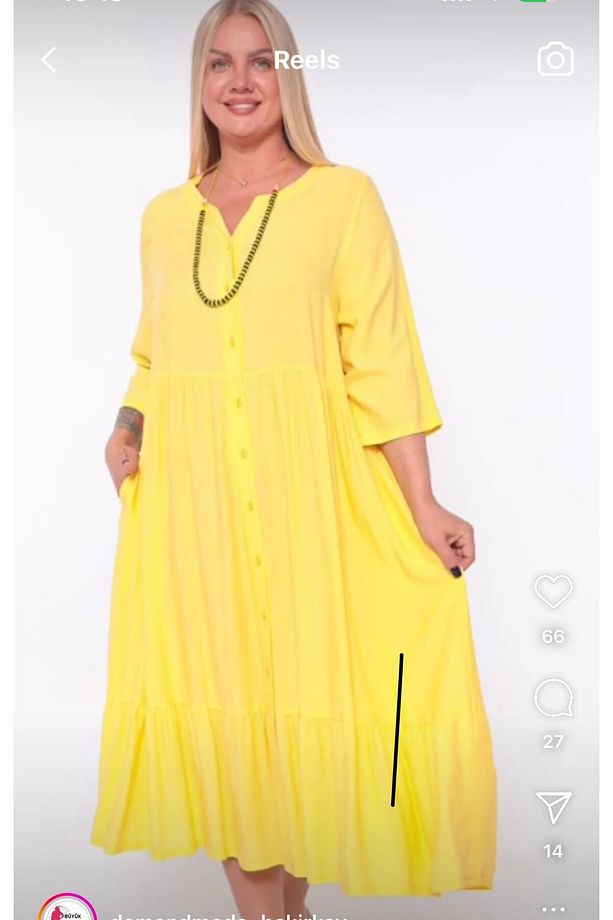 ZDPLUS 2214  ONDEN TAM DUGMELI CHOLI  ELSBISE 24YAZ-Sarı - 48 - 4