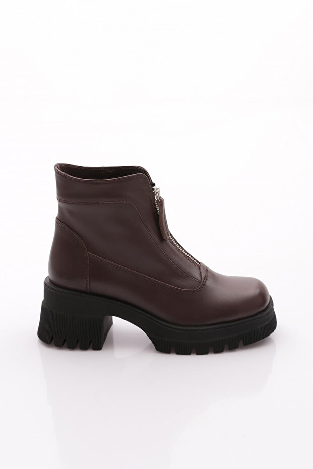 Women's Heeled Boots Brown Nappa Genuine Leather 34262453