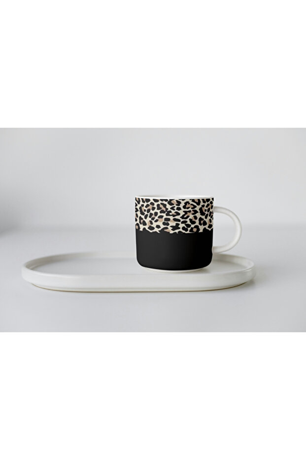 Porcelain colored leopard printed nescafe cup