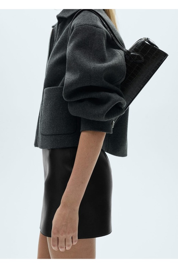 Yılan derisi görünümlü mini etek - 6