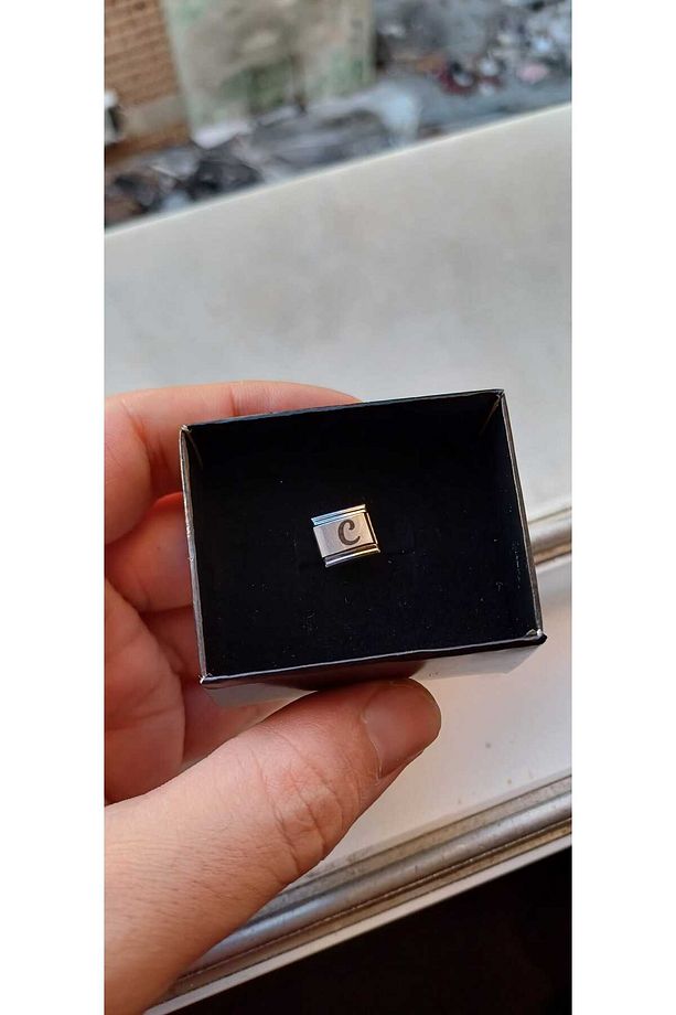 İTALYAN ÇELİK CHARM NOMİ ÇELİK CHARM C HARFİ İSİM TARİH BAŞ HARF YAZILIR 9 MM  FMACCESORİES - 3