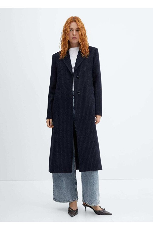 Çizgili Yün Ceket - 2