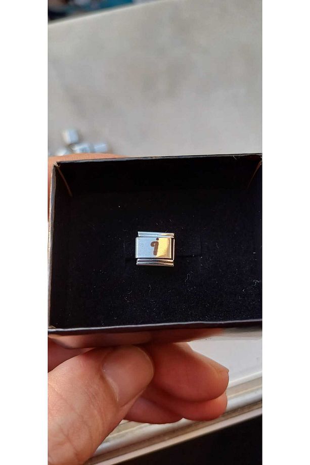 İTALYAN ÇELİK CHARM NOMİ ÇELİK CHARM İ HARFİ İSİM TARİH BAŞ HARF YAZILIR 9 MM  FMACCESORİES - 6