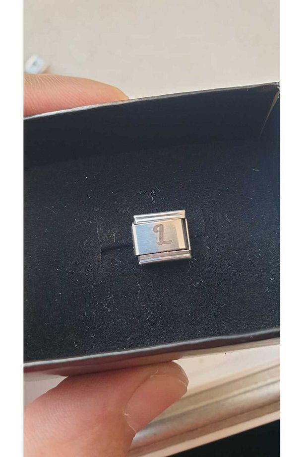 İTALYAN ÇELİK CHARM NOMİ ÇELİK CHARM L HARFİ İSİM TARİH BAŞ HARF YAZILIR 9 MM  FMACCESORİES - 8