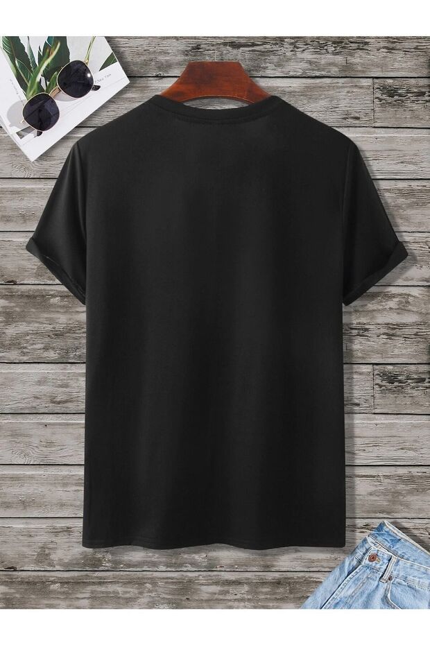 Oversize Ejder Baskılı Siyah Tshirt - 1