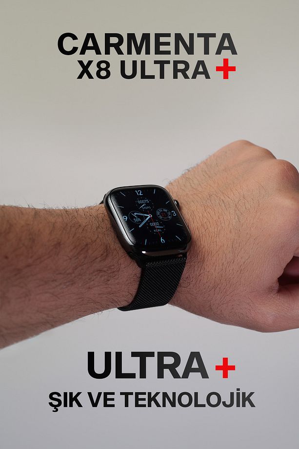 X8 Ultra Plus Akıllı Saat - 2 İnç, Tansiyon, Oksijen, Ateş, Nabız Ölçen Saat - İos ve Android Uyumlu - 2