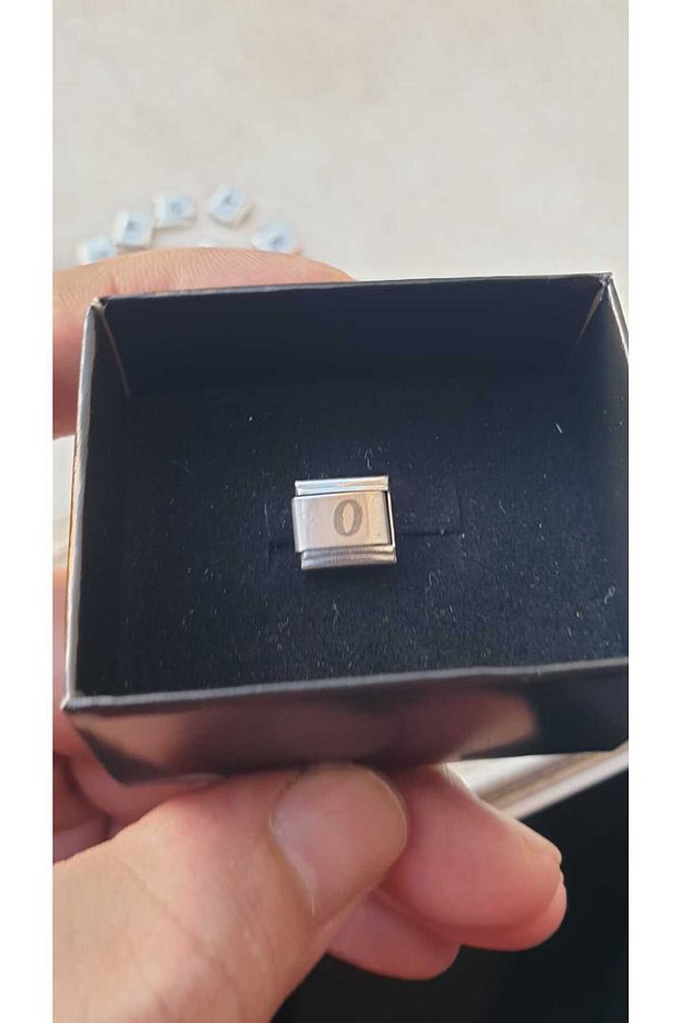İTALYAN ÇELİK CHARM NOMİ ÇELİK CHARM O HARFİ İSİM TARİH BAŞ HARF YAZILIR 9 MM  FMACCESORİES - 3