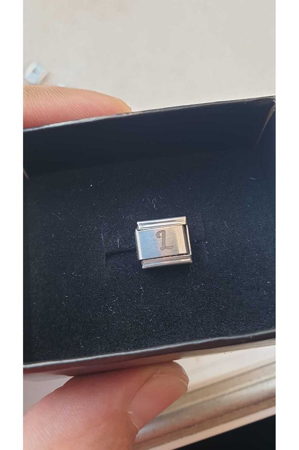 İTALYAN ÇELİK CHARM NOMİ ÇELİK CHARM L HARFİ İSİM TARİH BAŞ HARF YAZILIR 9 MM  FMACCESORİES - 6