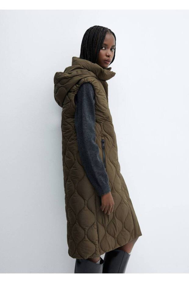 Uzun kapitone yelek - 6