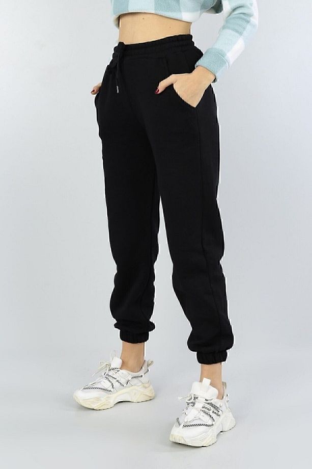 Unisex 2ip Örme Kumaş Baskısız Cepli Eşofman Altı - 1