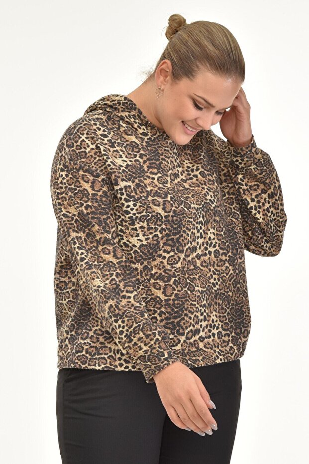 Sweat maro cu model leopard - 4