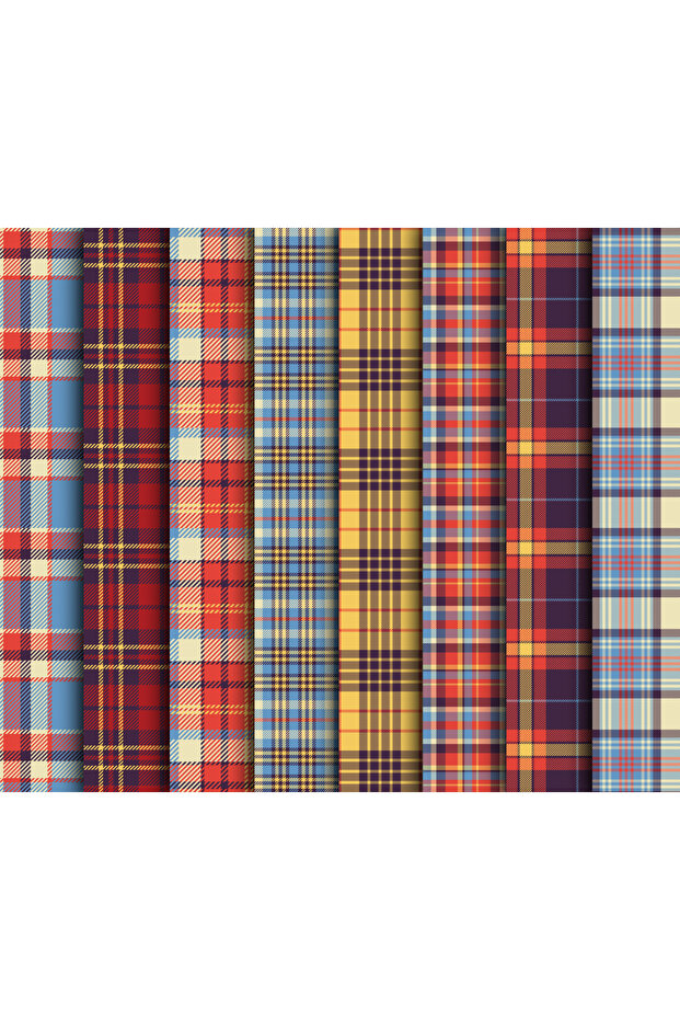 Plaid Themed Gift Package Paper (35X50 cm 8 Pieces)