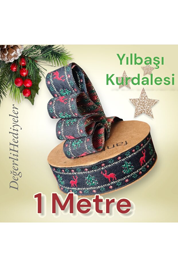 Christmas Decoration Ribbon Christmas Tree Decoration Gold Reindeer Ribbon for All Kinds of Organizations Decoration