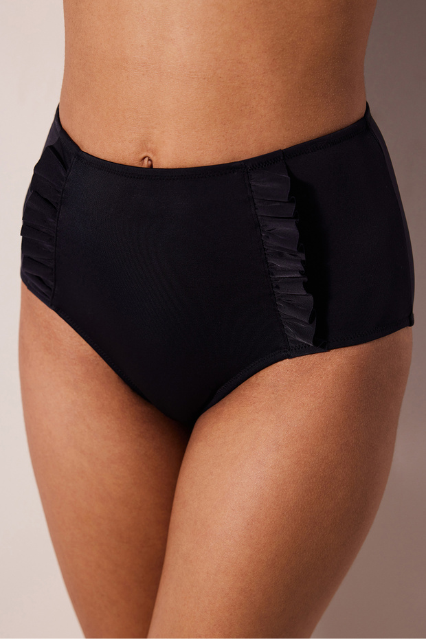 High Ruffle Siyah Bikini Altı - 1