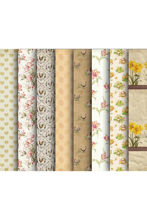 Flower Themed Package Paper (35X50 cm 8 Pieces)